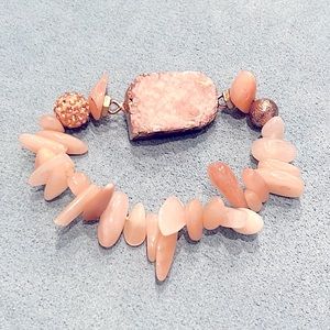 Chico’s Pink Agate Stretch Bracelet